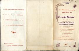 Grande Soirée de gala organisée au profit de l&#039;amicale des mutilés &amp; réformés de guerre ... : Théatre Municipal de Bone, Samedi 22. Juin 1918 ...